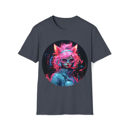 Neon Art Style Cat Girl TShirt,  Neon Art, For Her,  Cat Lover