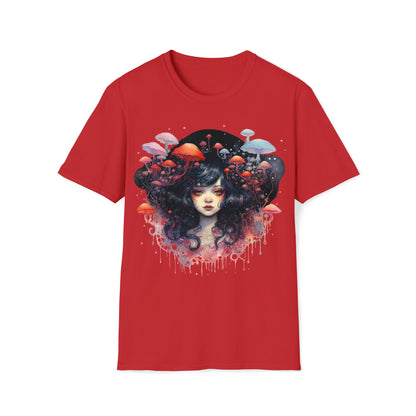 Dark Fae Mushrooms Watercolor Art Tee Shirt - Mystical Fantasy Fashion