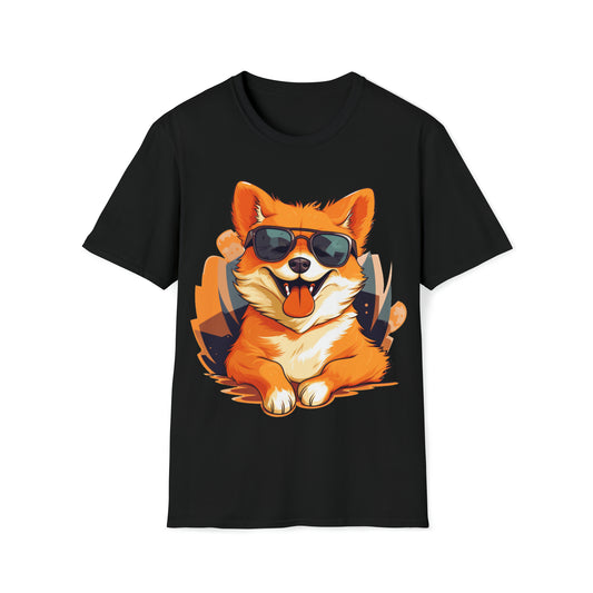 Happy Pup with Sunglasses T-Shirt - Fun and Lively Dog Apparel