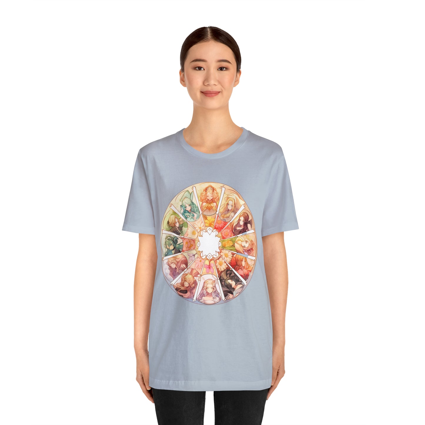 Anime Art Wheel of the Year Tee - Unique Pagan Gift for Her with a Stylish Twist