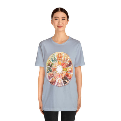 Anime Art Wheel of the Year Tee - Unique Pagan Gift for Her with a Stylish Twist