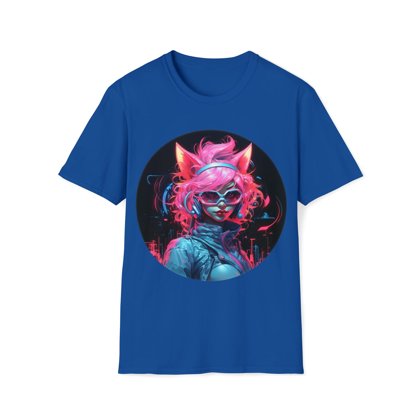 Neon Art Style Cat Girl TShirt,  Neon Art, For Her,  Cat Lover