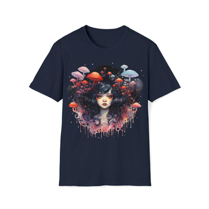 Dark Fae Mushrooms Watercolor Art Tee Shirt - Mystical Fantasy Fashion