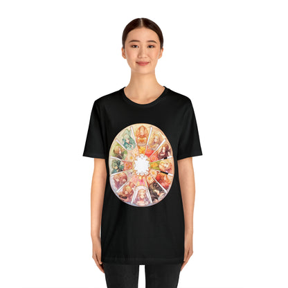 Anime Art Wheel of the Year Tee - Unique Pagan Gift for Her with a Stylish Twist