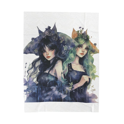 Gothic Dark Fairy - Velveteen Plush Blanket - Ethereal Beauty for Your Home Decor, Velvety Dark Fairy Tale Bedding,