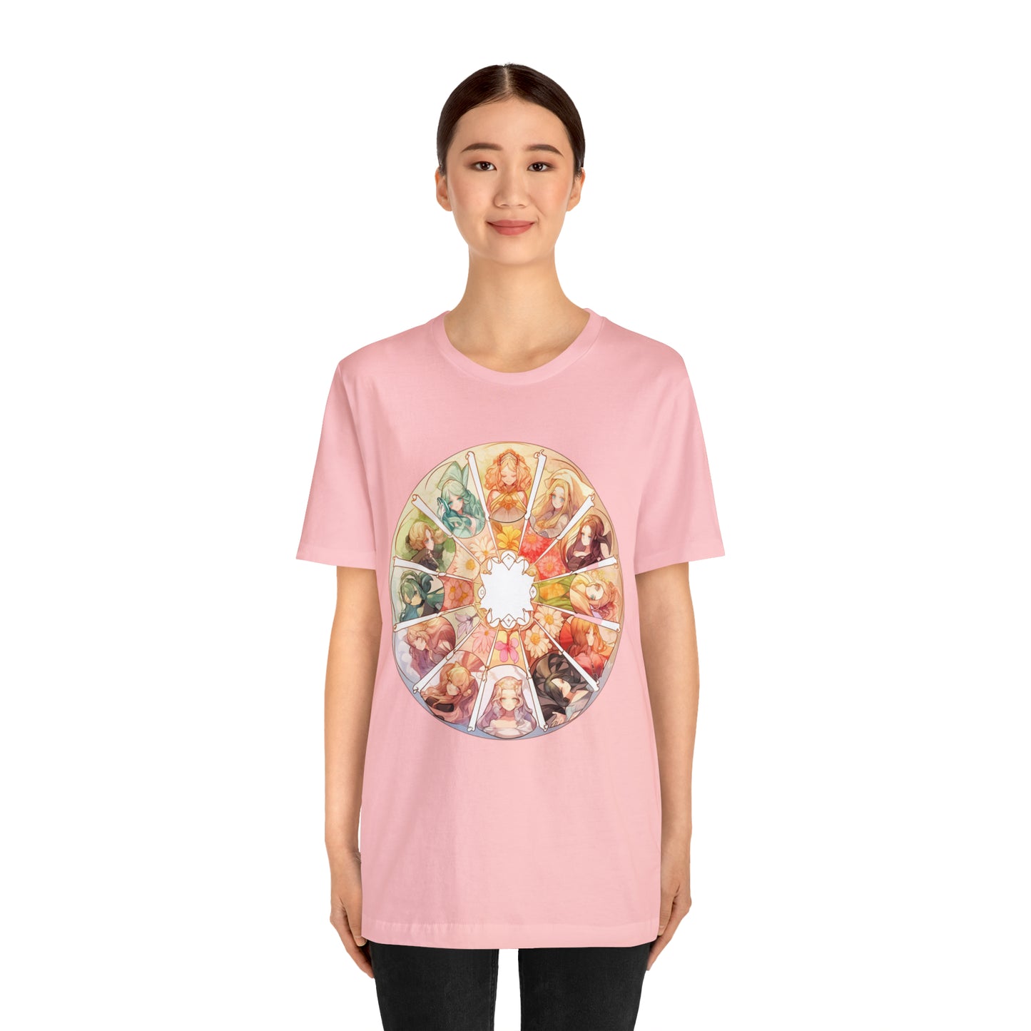 Anime Art Wheel of the Year Tee - Unique Pagan Gift for Her with a Stylish Twist