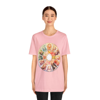 Anime Art Wheel of the Year Tee - Unique Pagan Gift for Her with a Stylish Twist