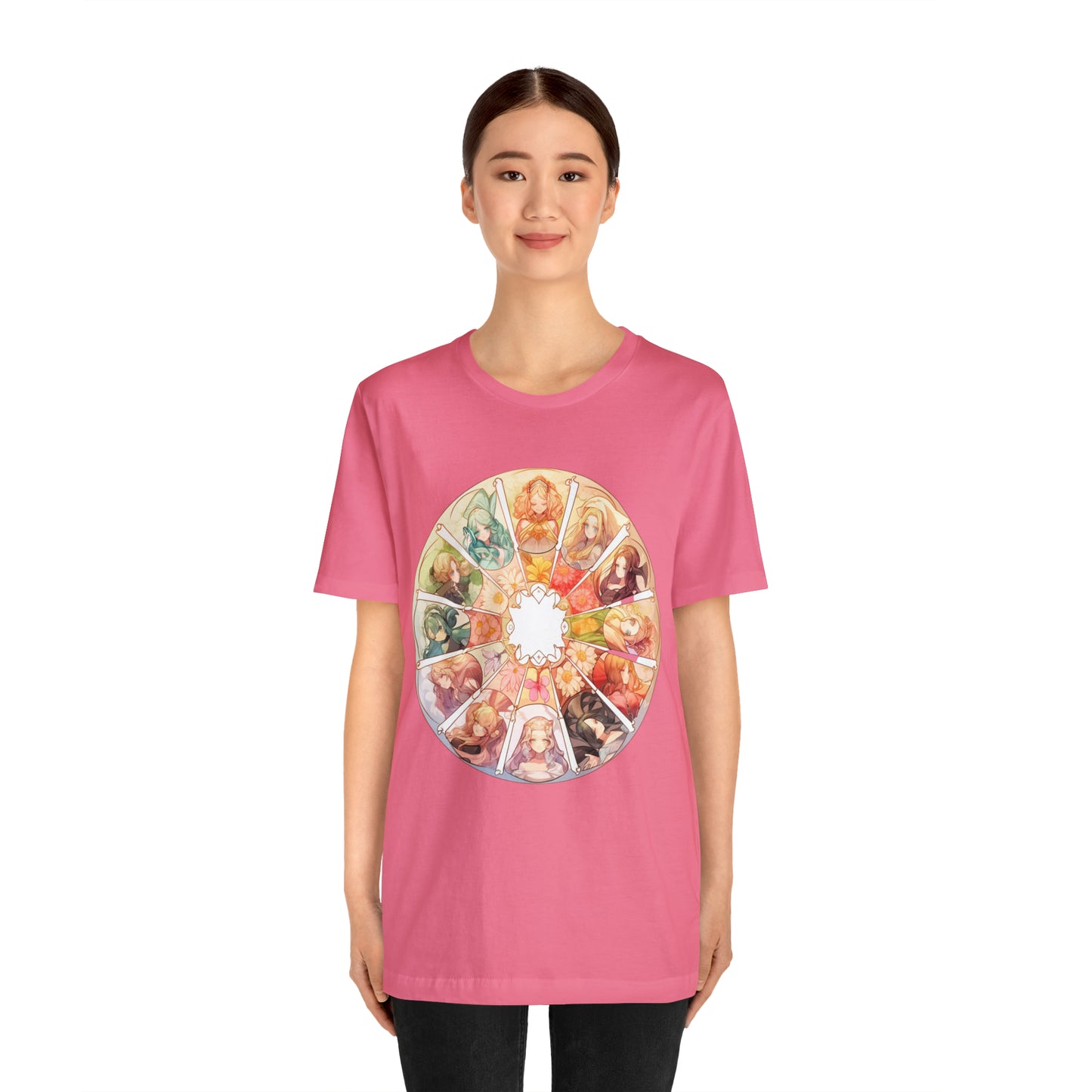 Anime Art Wheel of the Year Tee - Unique Pagan Gift for Her with a Stylish Twist