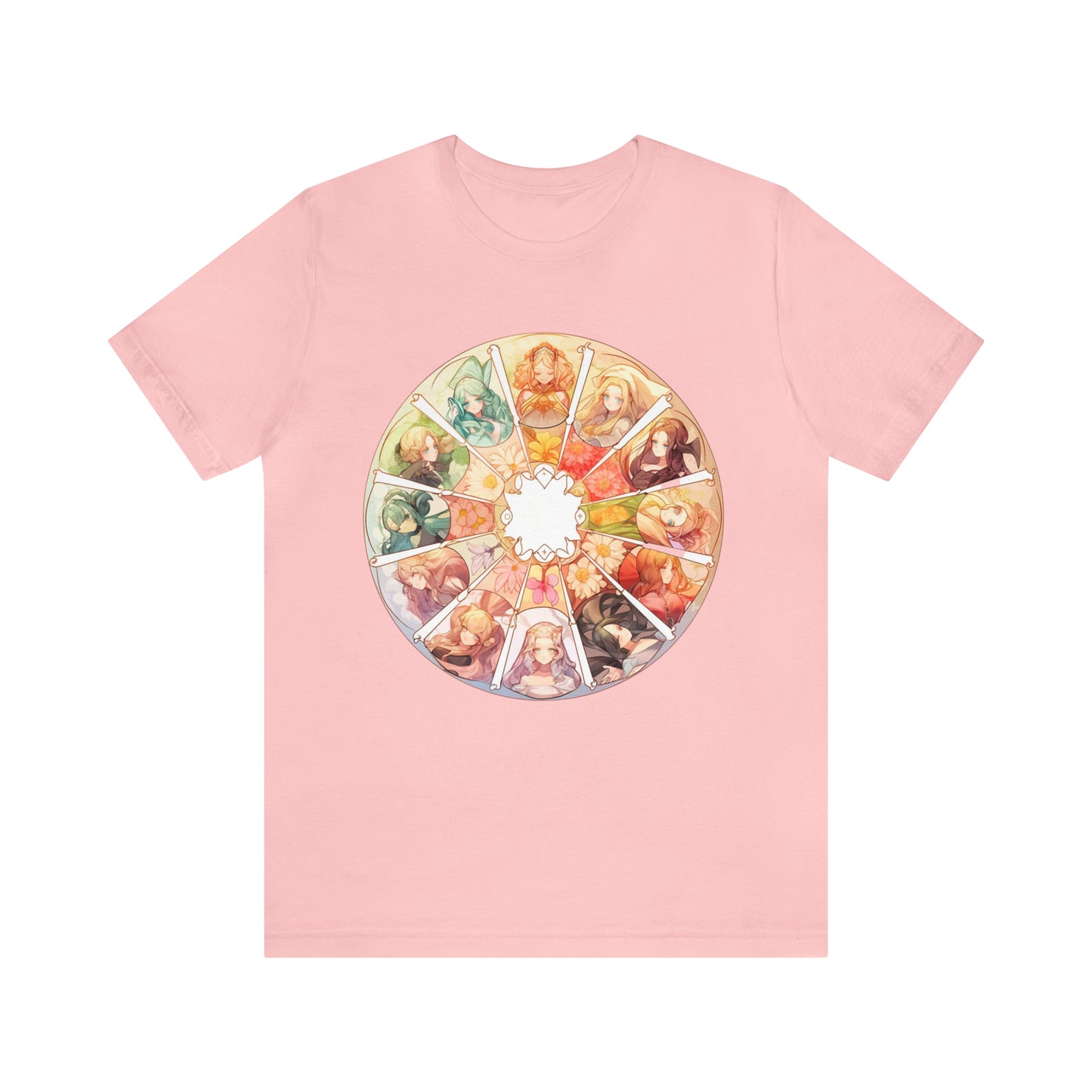 Anime Art Wheel of the Year Tee - Unique Pagan Gift for Her with a Stylish Twist