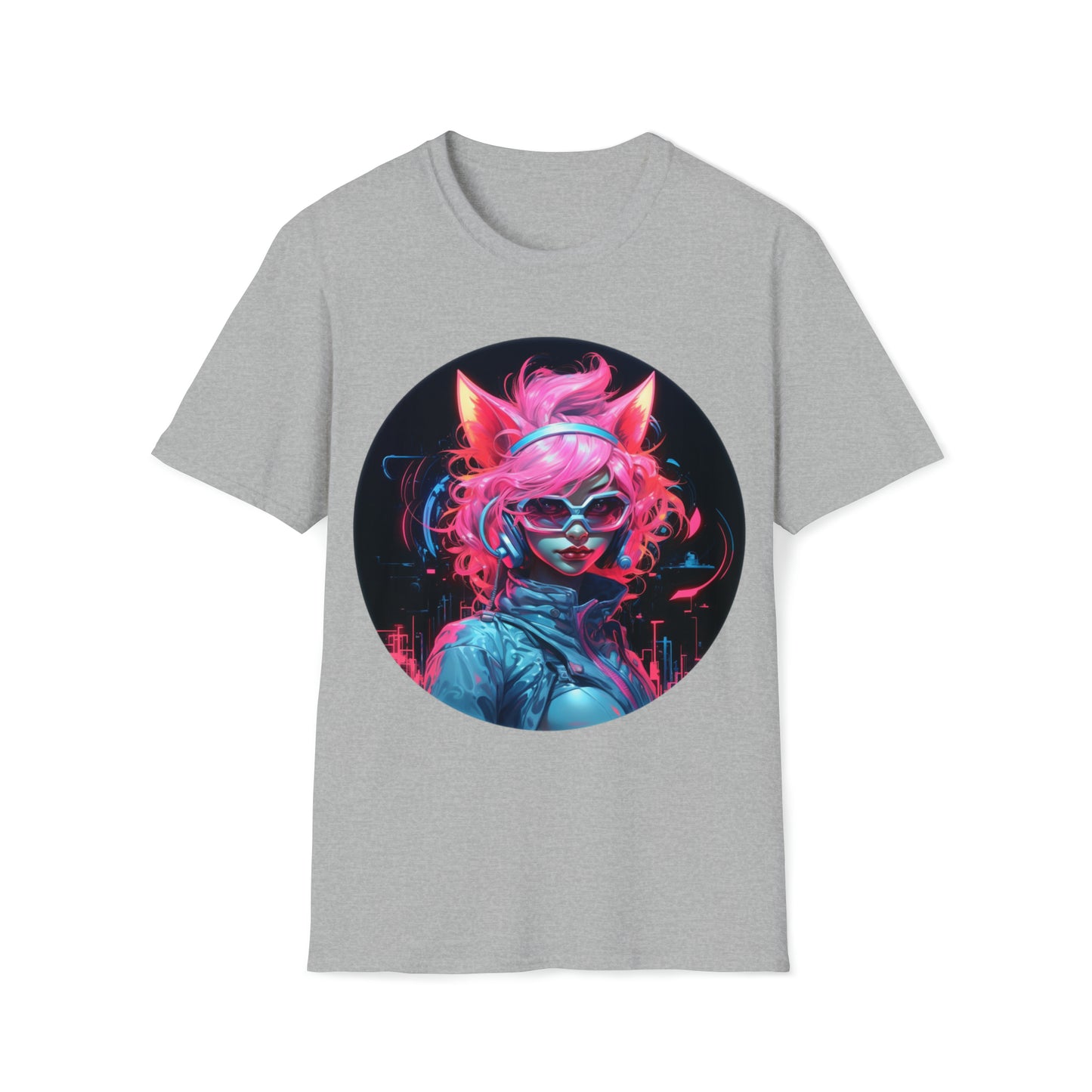 Neon Art Style Cat Girl TShirt,  Neon Art, For Her,  Cat Lover