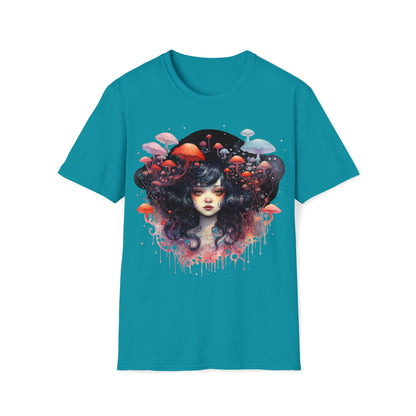 Dark Fae Mushrooms Watercolor Art Tee Shirt - Mystical Fantasy Fashion