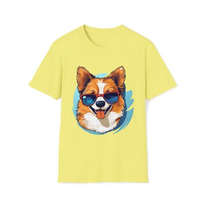 cute happy dog wearing sunglasses T-Shirt