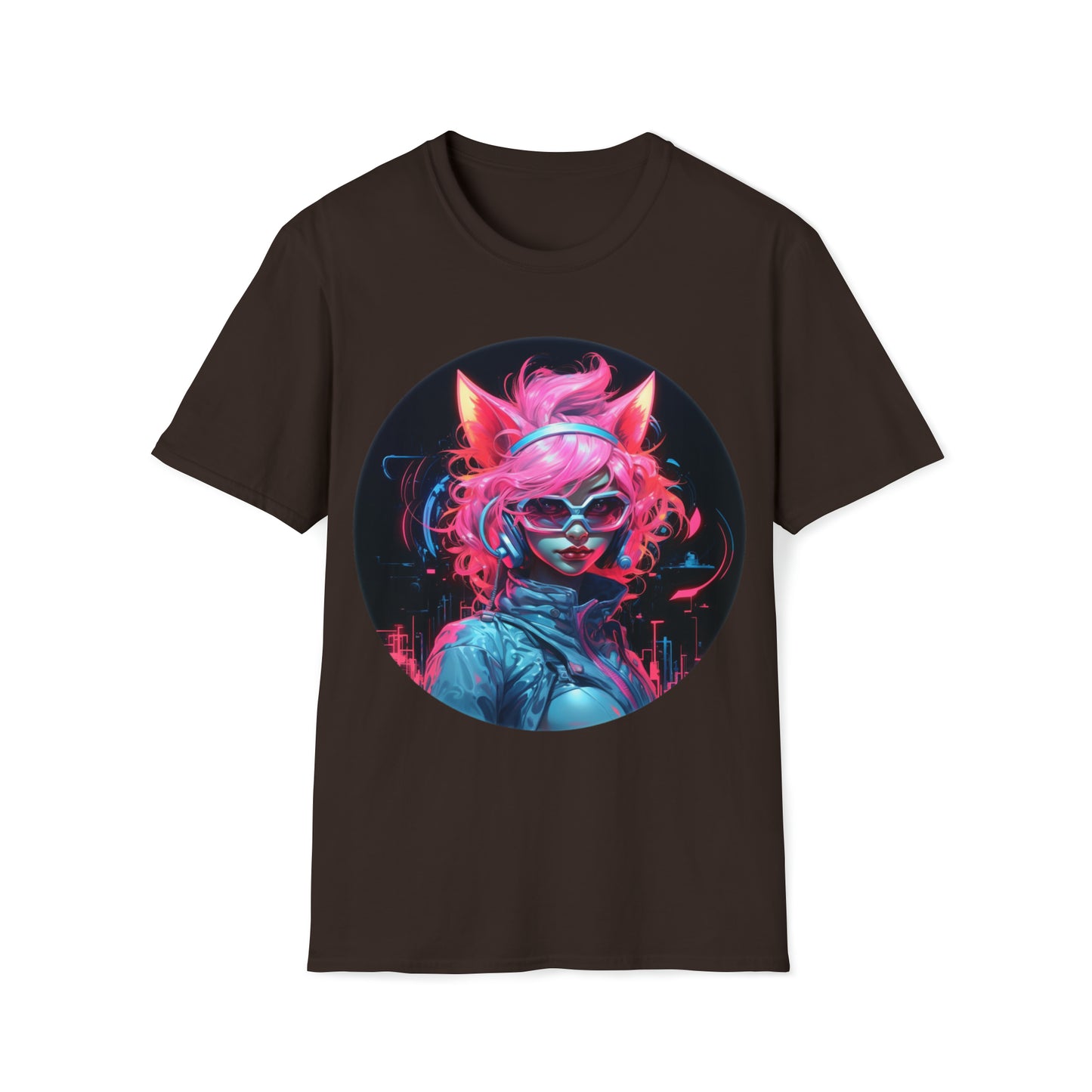 Neon Art Style Cat Girl TShirt,  Neon Art, For Her,  Cat Lover