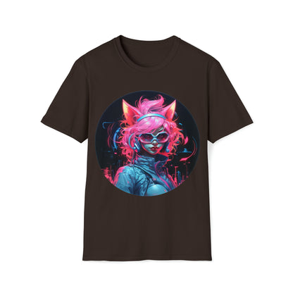 Neon Art Style Cat Girl TShirt,  Neon Art, For Her,  Cat Lover