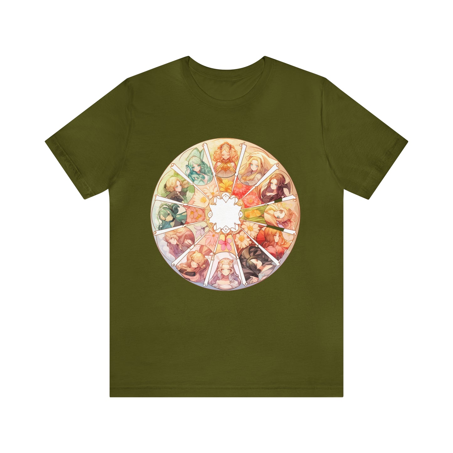 Anime Art Wheel of the Year Tee - Unique Pagan Gift for Her with a Stylish Twist