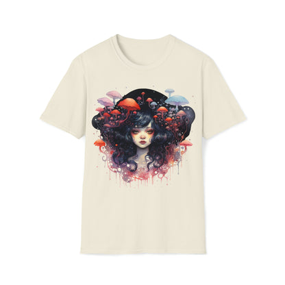 Dark Fae Mushrooms Watercolor Art Tee Shirt - Mystical Fantasy Fashion