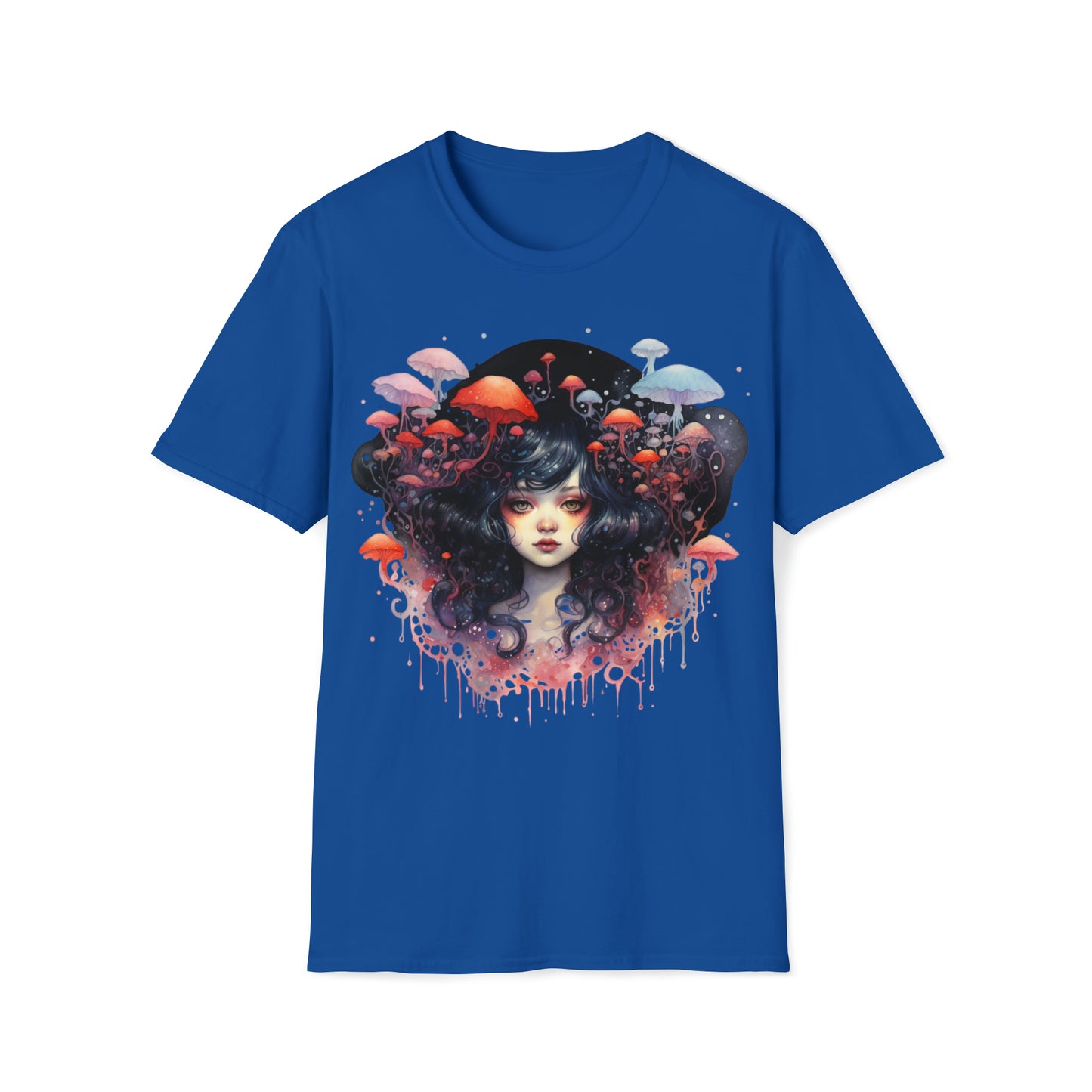 Dark Fae Mushrooms Watercolor Art Tee Shirt - Mystical Fantasy Fashion