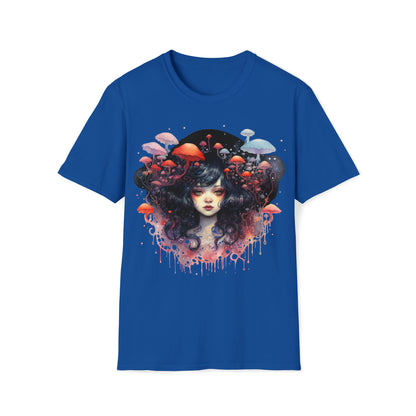 Dark Fae Mushrooms Watercolor Art Tee Shirt - Mystical Fantasy Fashion