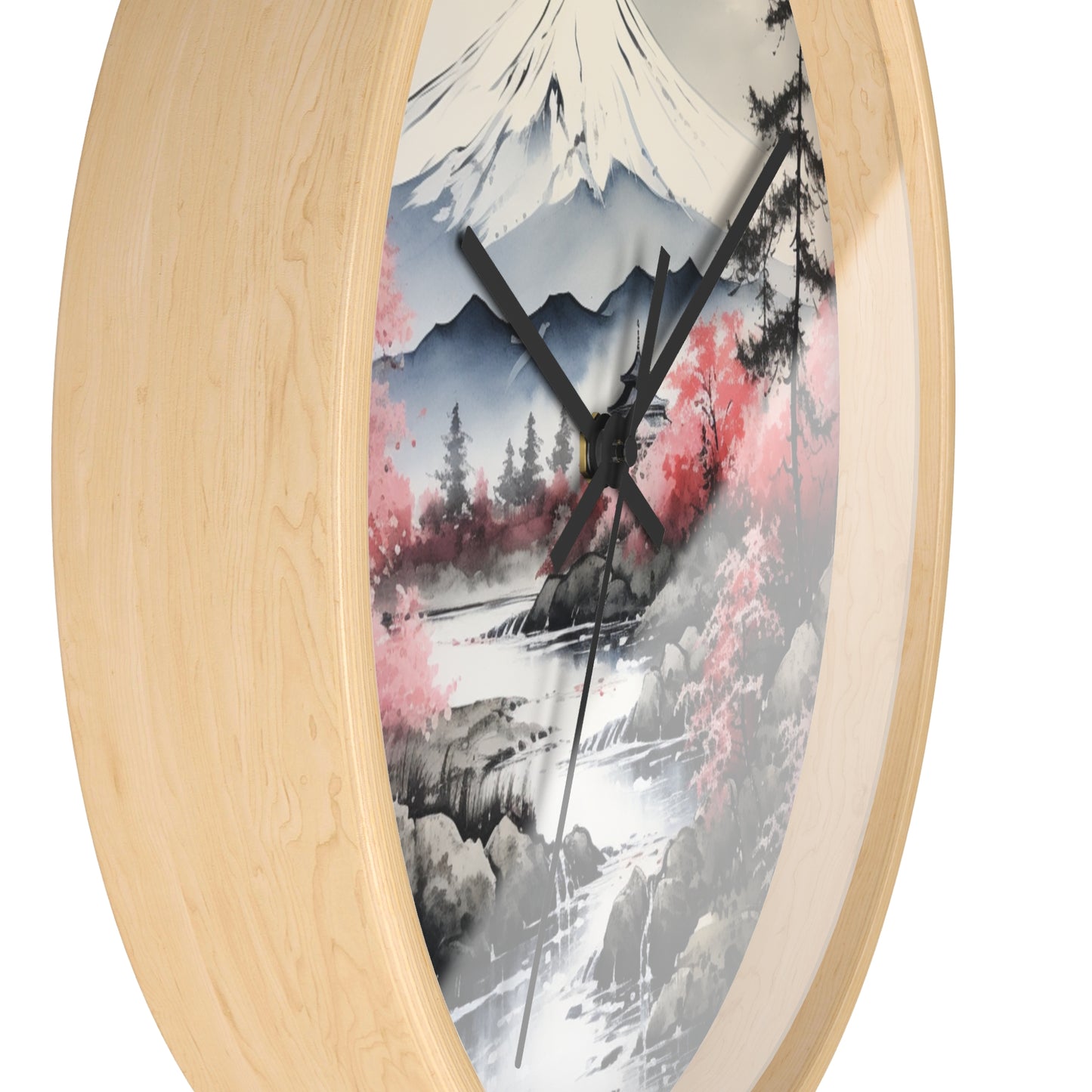 Sumi-e Painting of Majestic Mount Fuji Wall Clock