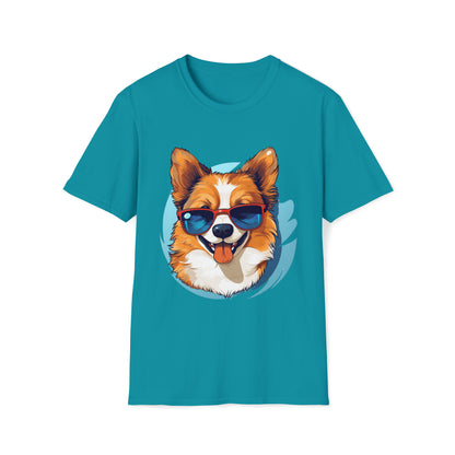 cute happy dog wearing sunglasses T-Shirt