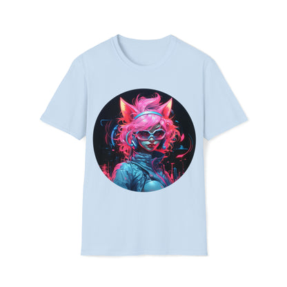 Neon Art Style Cat Girl TShirt,  Neon Art, For Her,  Cat Lover