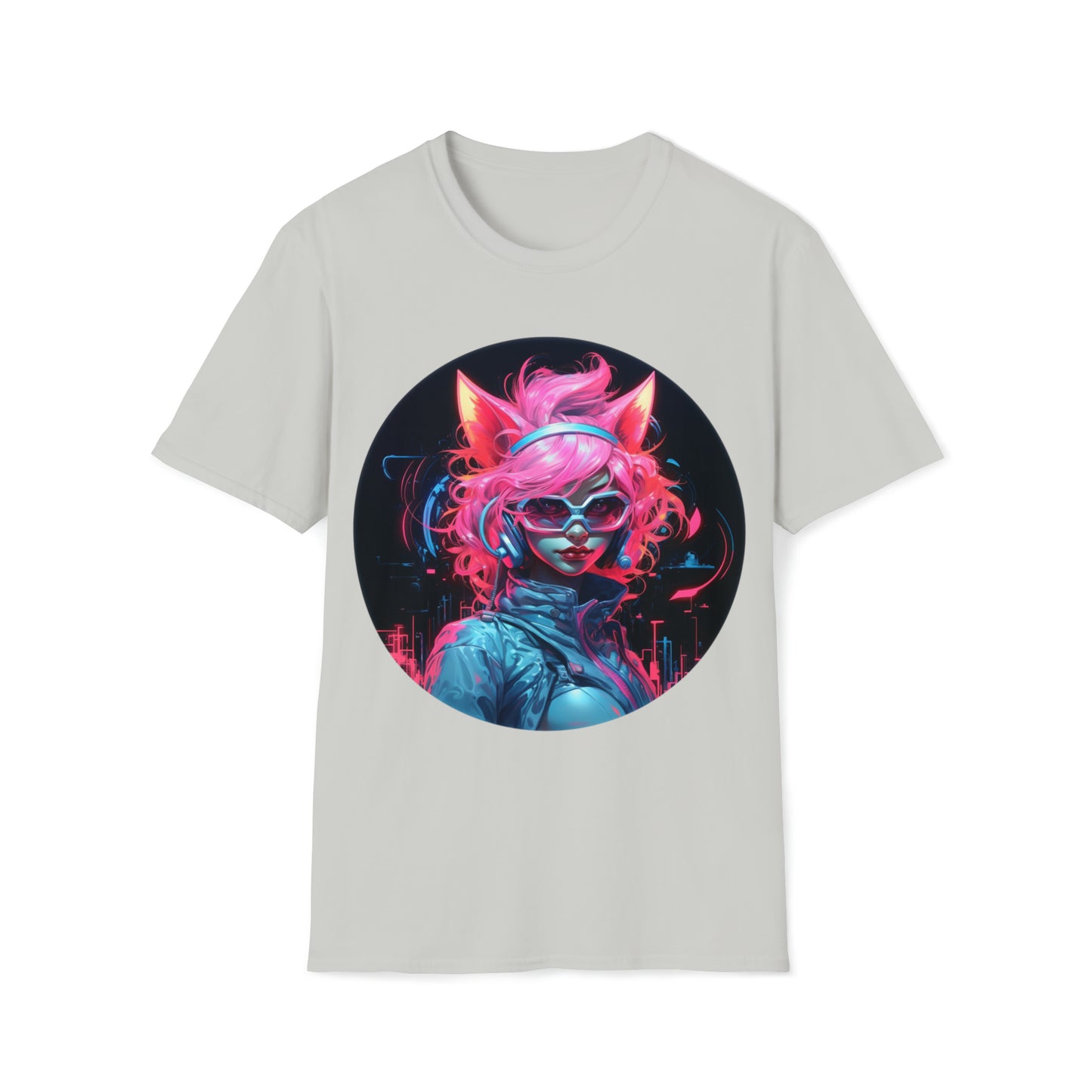 Neon Art Style Cat Girl TShirt,  Neon Art, For Her,  Cat Lover