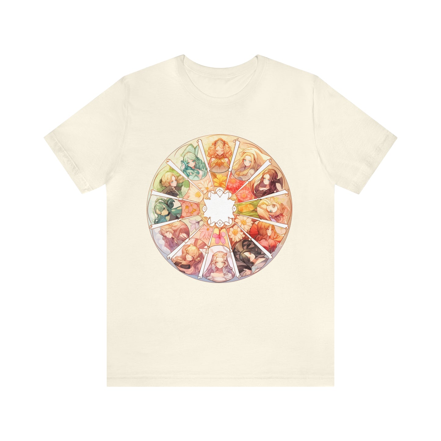 Anime Art Wheel of the Year Tee - Unique Pagan Gift for Her with a Stylish Twist