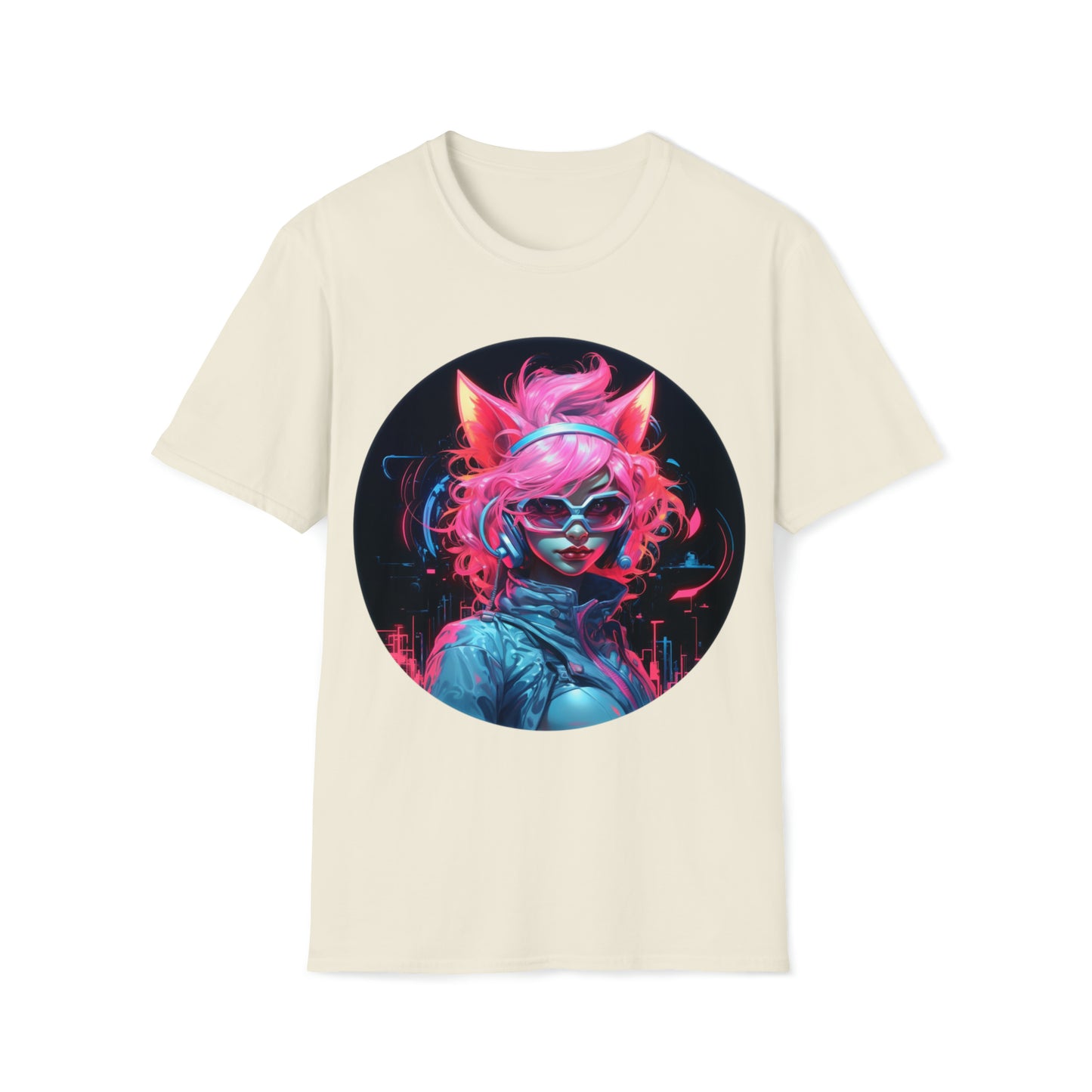 Neon Art Style Cat Girl TShirt,  Neon Art, For Her,  Cat Lover