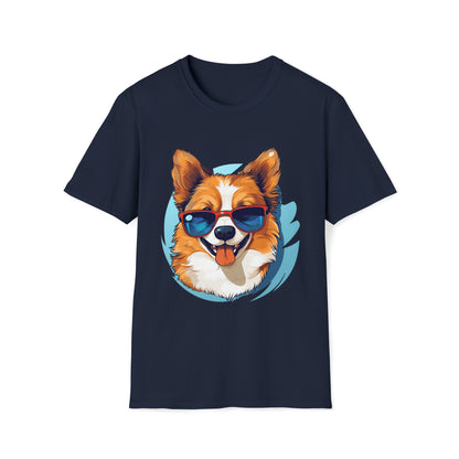 cute happy dog wearing sunglasses T-Shirt