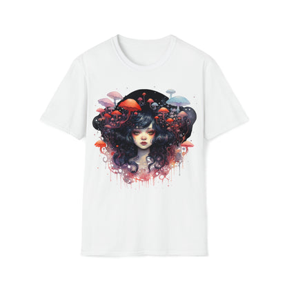 Dark Fae Mushrooms Watercolor Art Tee Shirt - Mystical Fantasy Fashion