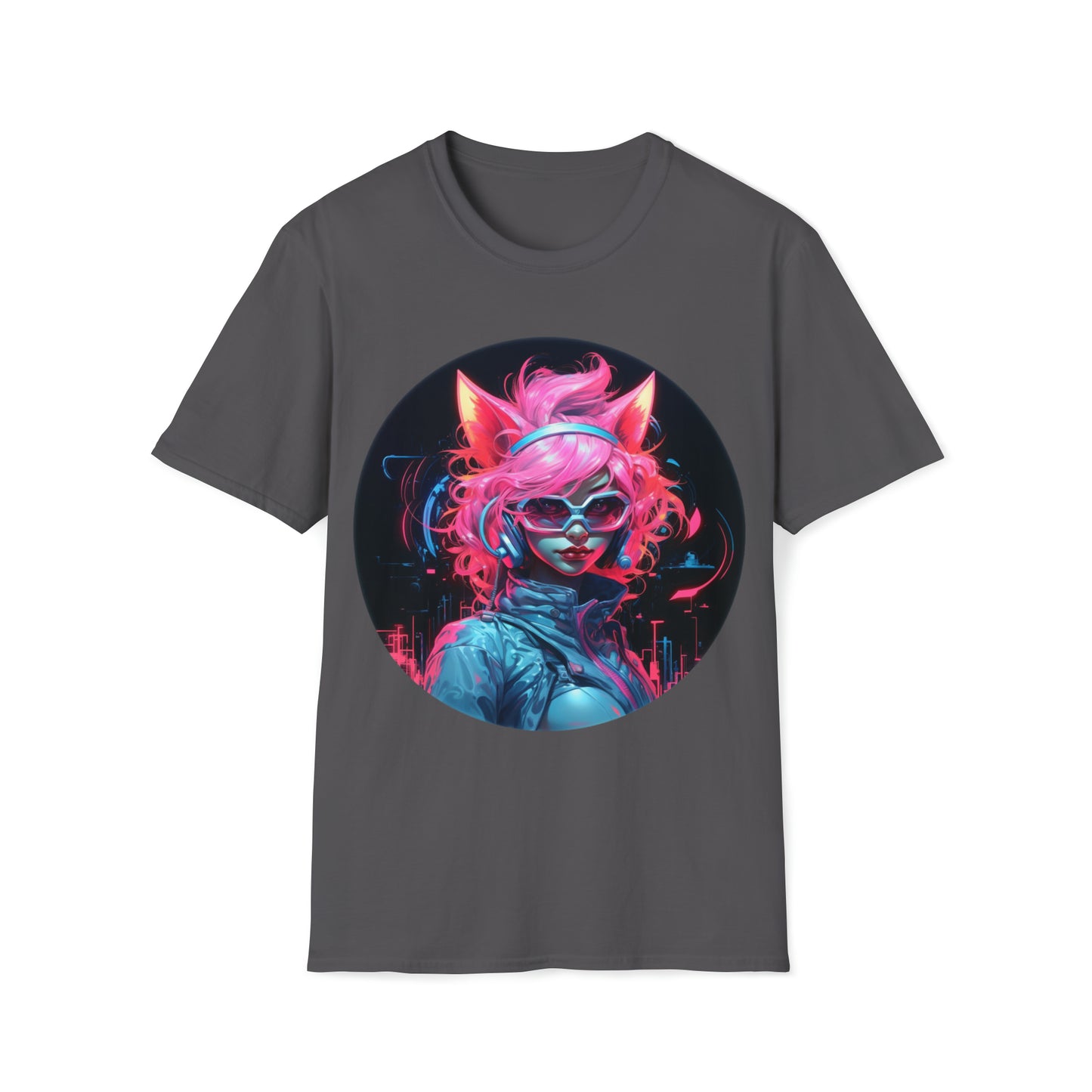 Neon Art Style Cat Girl TShirt,  Neon Art, For Her,  Cat Lover