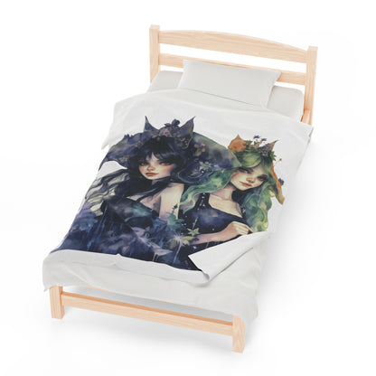 Gothic Dark Fairy - Velveteen Plush Blanket - Ethereal Beauty for Your Home Decor, Velvety Dark Fairy Tale Bedding,