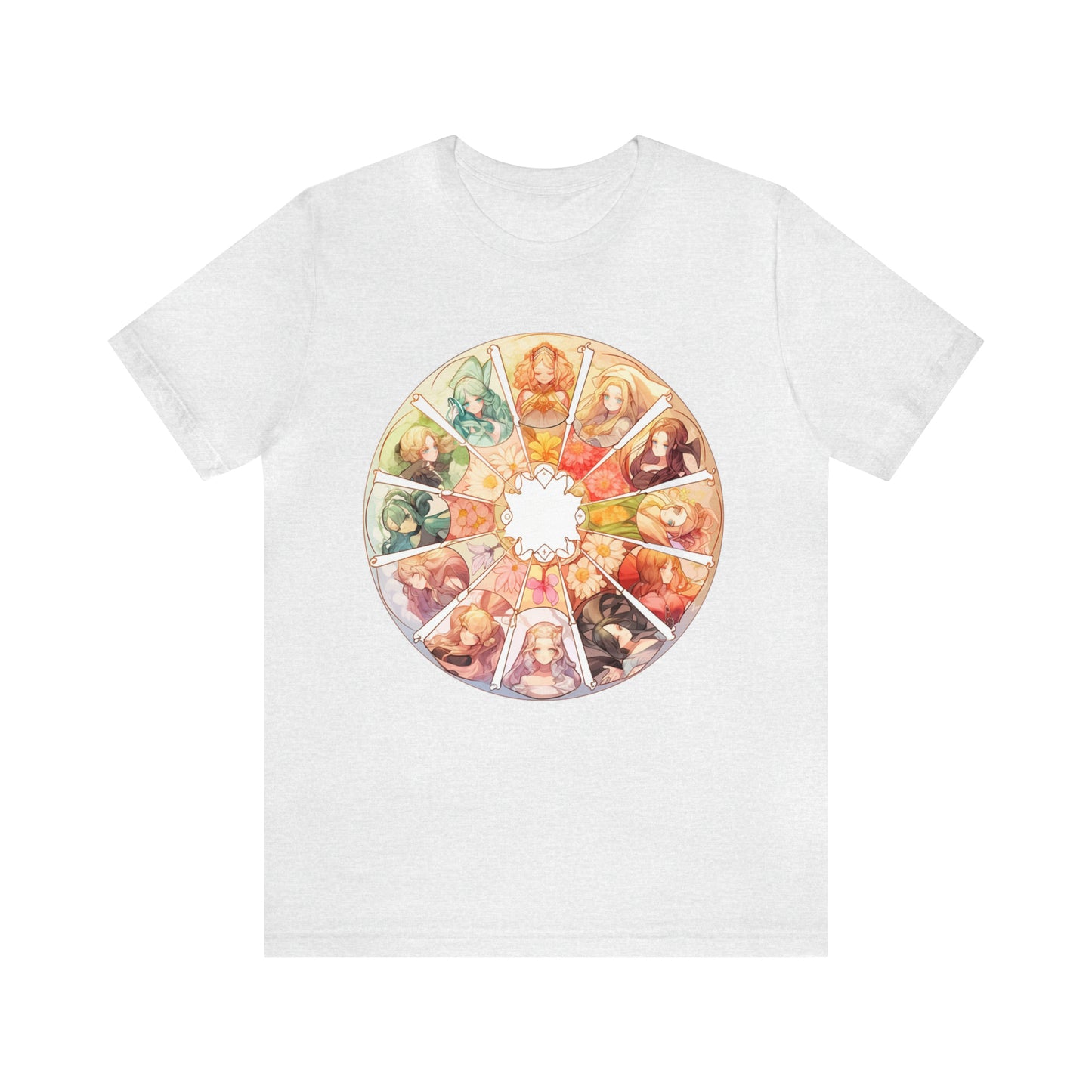 Anime Art Wheel of the Year Tee - Unique Pagan Gift for Her with a Stylish Twist