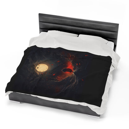 Halloween Dark Wanderer Velveteen Blanket - Luxurious Plush Throw - Spooky Elegant Gift for Her