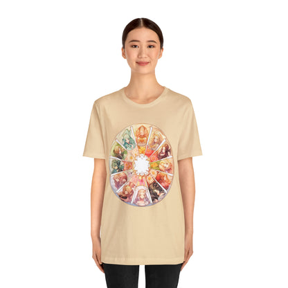 Anime Art Wheel of the Year Tee - Unique Pagan Gift for Her with a Stylish Twist